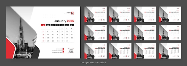 plantilla de calendario de escritorio moderno para el año 2025