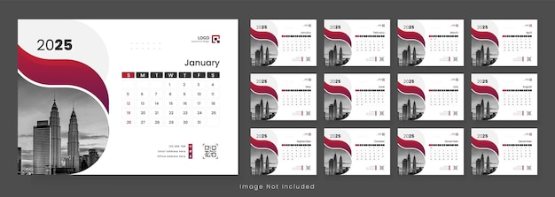 plantilla de calendario de escritorio moderno para el año 2025