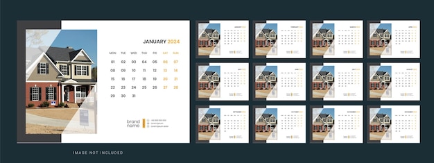 Vector plantilla de calendario de escritorio vectorial 2024