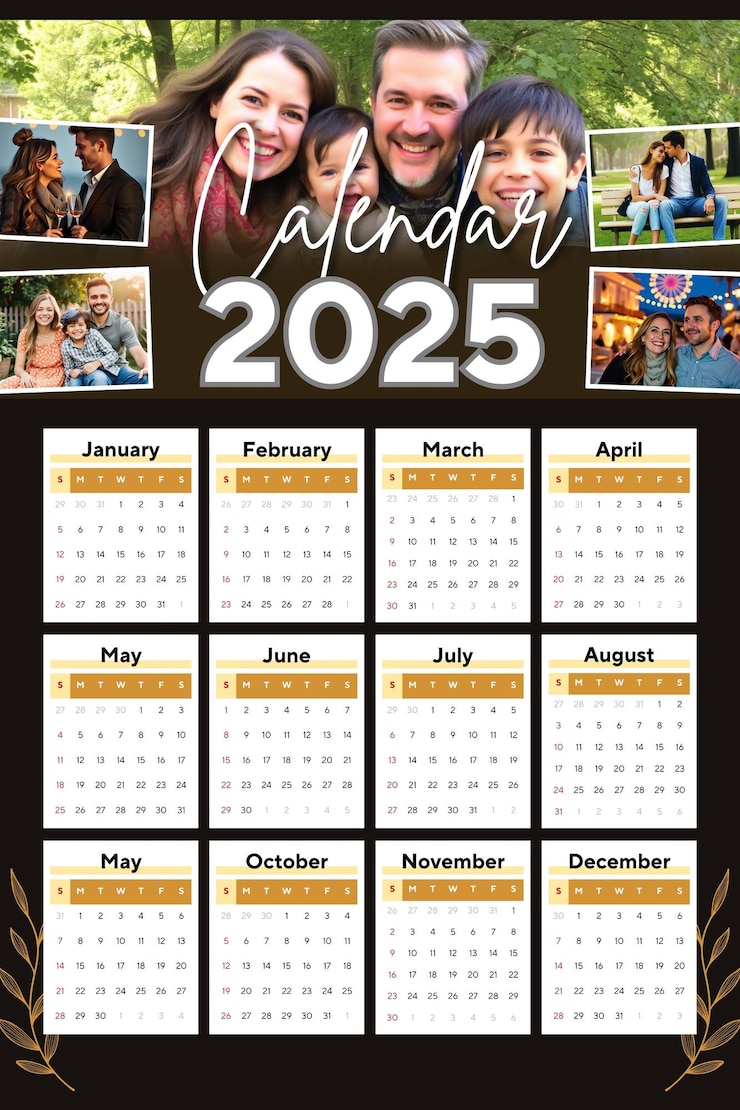 Vector plantilla de calendario para eventos de año nuevo y tarjetas de visita 2025