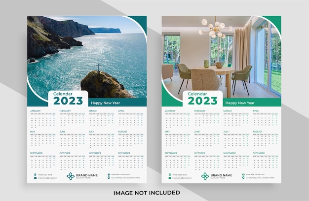 plantilla de calendario limpio de año nuevo 2023