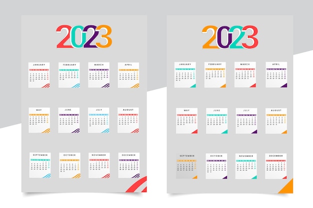 Plantilla de calendario limpio de año nuevo realista 2023