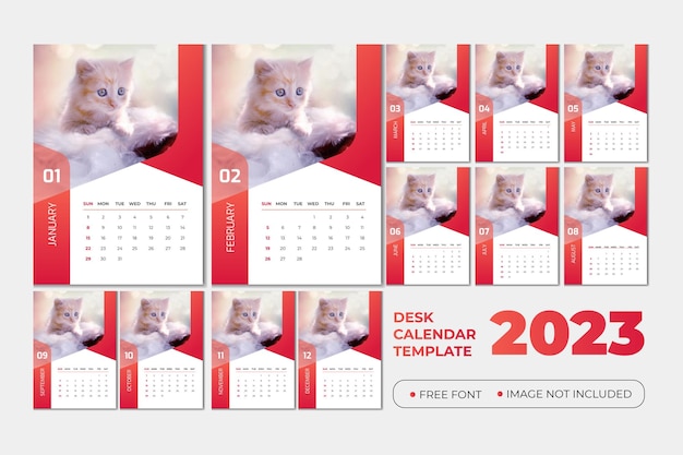 Vector plantilla de calendario de mascotas 2023