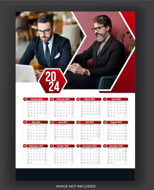 Vector plantilla de calendario mensual para 2024