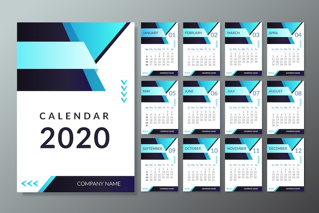Plantilla de calendario moderno 2020