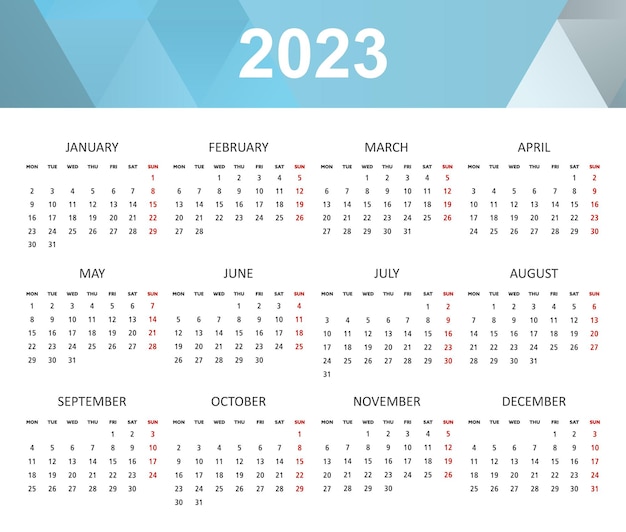 Plantilla de calendario moderno del año 2023