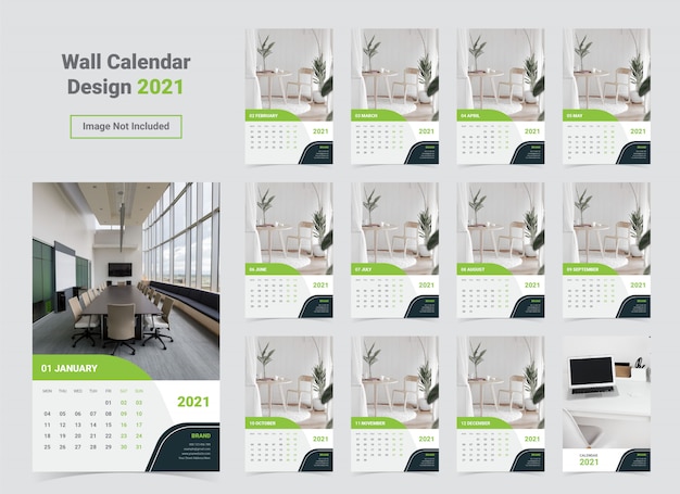 Plantilla de calendario de pared 2020