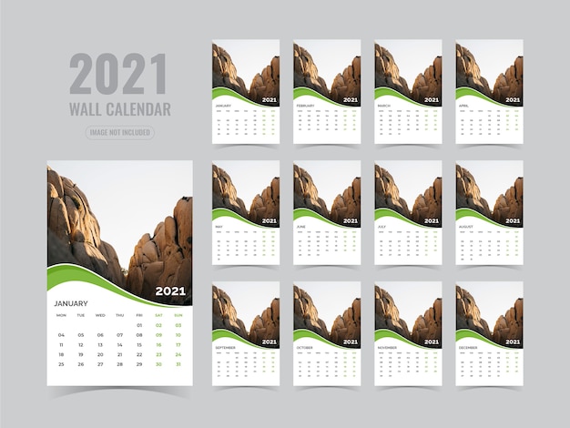 Plantilla Calendario de pared 2021