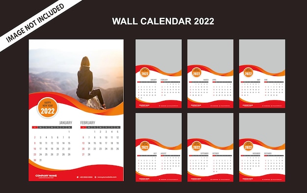 Vector plantilla de calendario de pared 2022