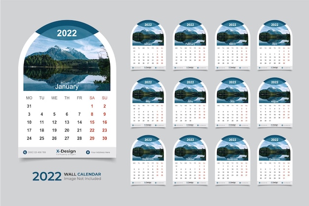 Plantilla de calendario de pared 2022