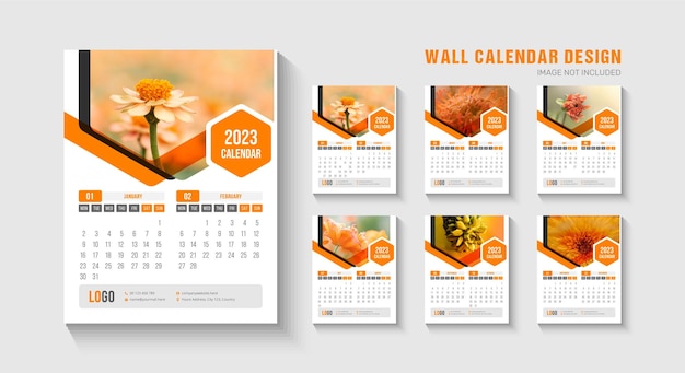 Plantilla de calendario de pared 2023