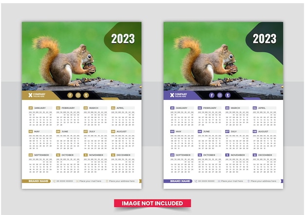 Plantilla de calendario de pared 2023