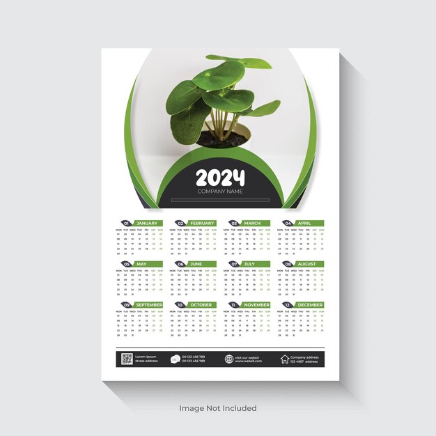 Vector plantilla de calendario de pared 2023