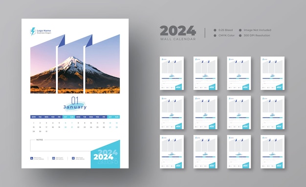 Plantilla de calendario de pared 2024