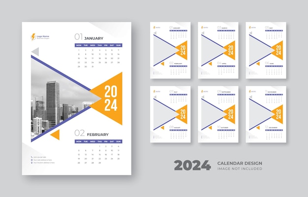 Plantilla de calendario de pared 2024