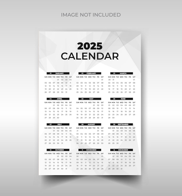 Plantilla de calendario de pared 2025