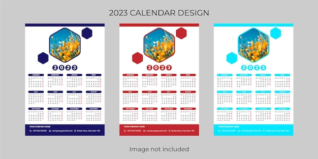 Plantilla de calendario de pared de año nuevo moderno y colorido 2022