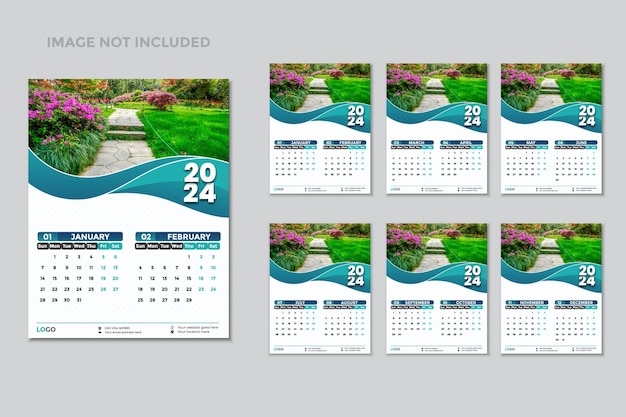 Plantilla de calendario de pared creativo 2024