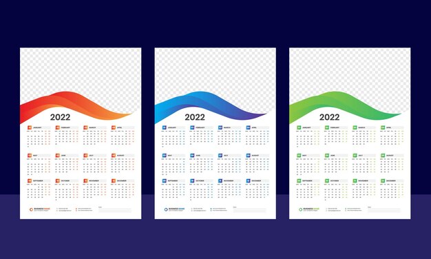 Plantilla de calendario de pared de una página 2022