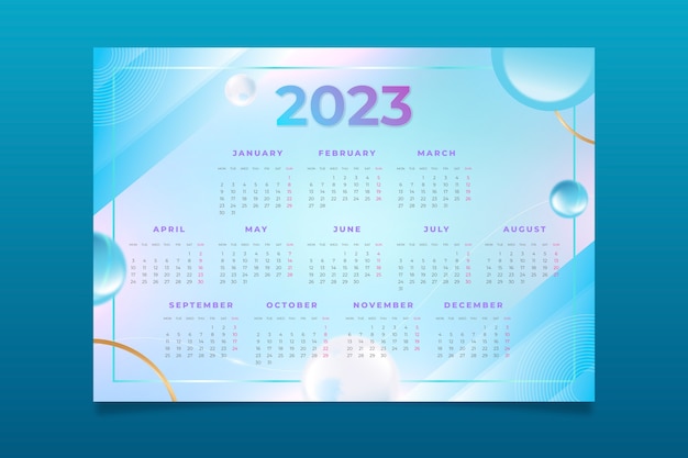 Plantilla de calendario de pared realista 2023