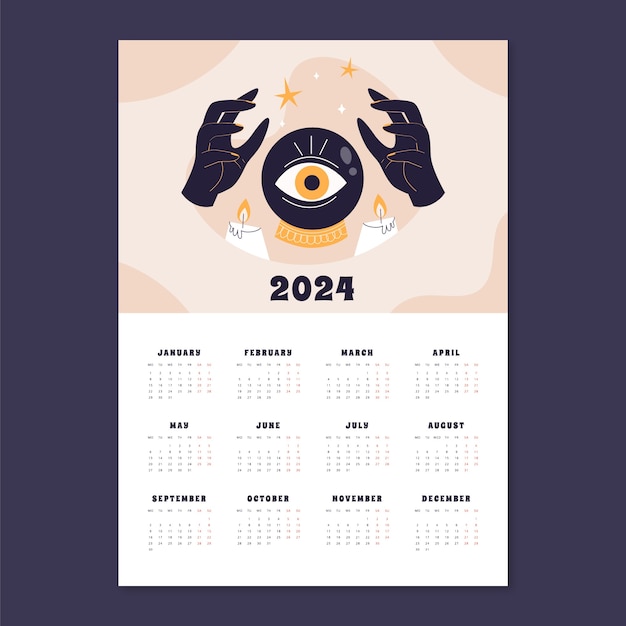 Vector plantilla de calendario plano 2024