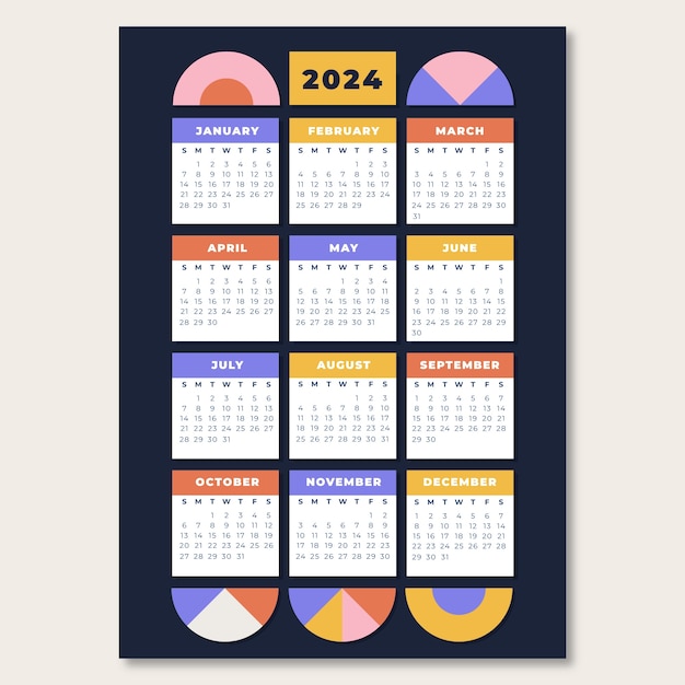 plantilla de calendario plano para 2024