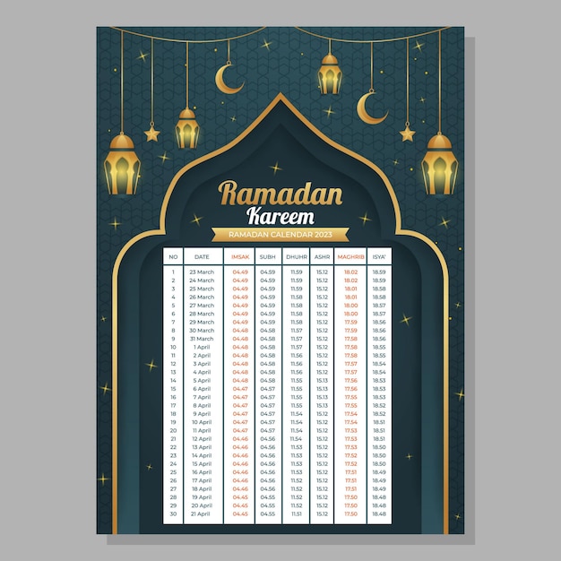 Plantilla de calendario de Ramadán Kareem