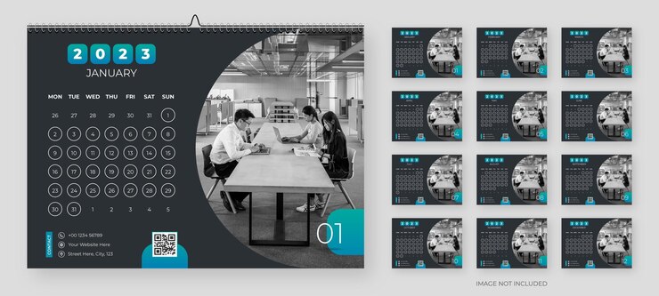 Vector plantilla de calendario simple y creativo de año nuevo 2023