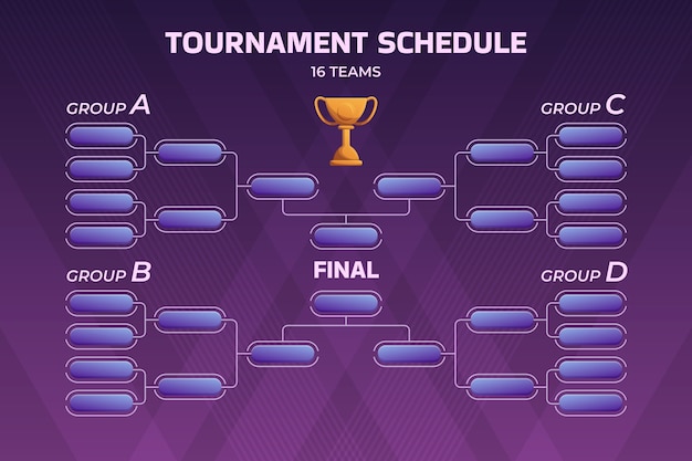 Plantilla de calendario de torneo degradado
