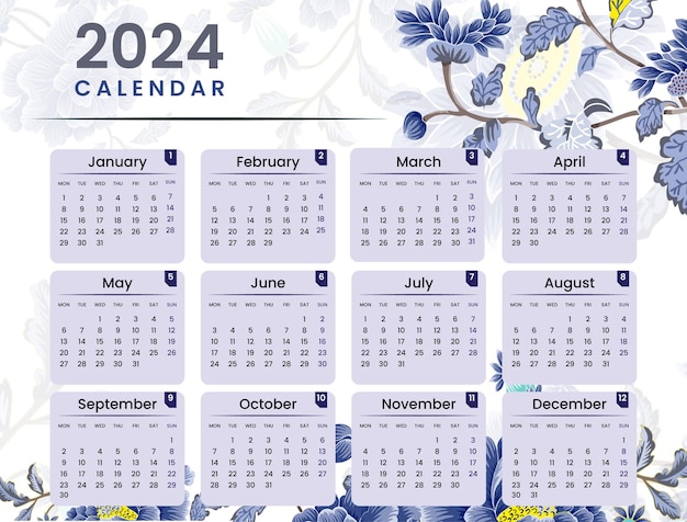 Vector plantilla de calendario vectorial 2024