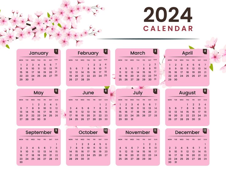 Plantilla de calendario vectorial 2024