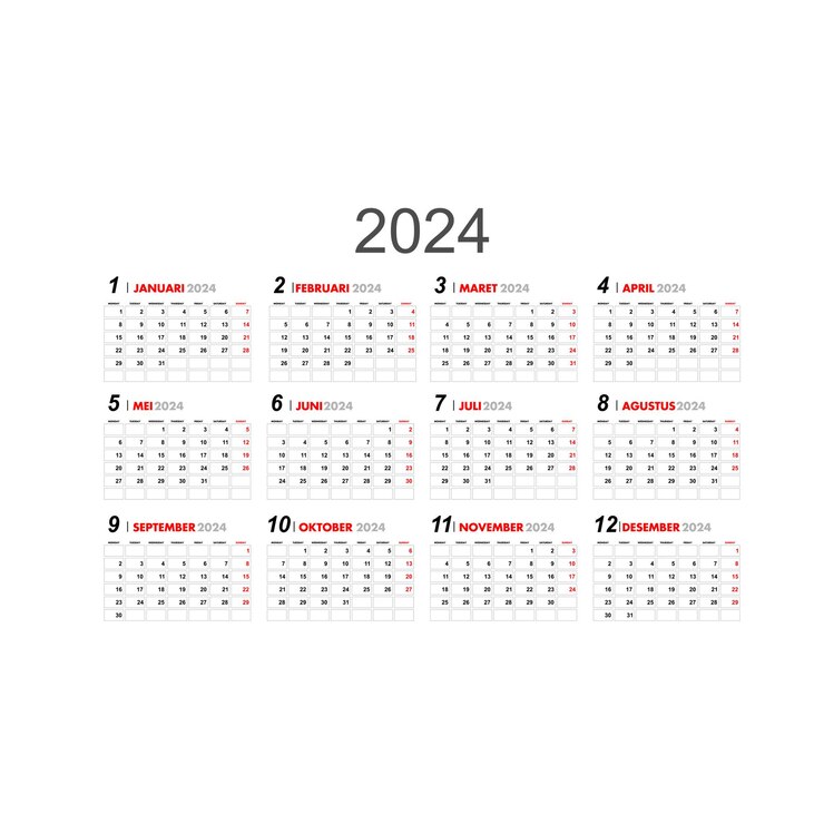 plantilla de calendario vectorial moderno para el año 2024