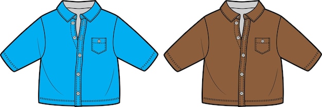 Plantilla de camisa de nino boceto plano plantilla de ilustracion de vector de dibujo tecnico Vector Premium