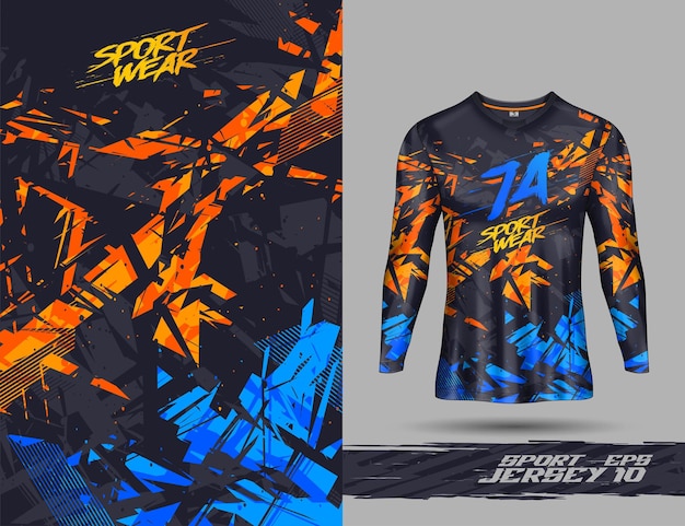 Plantilla de camiseta camiseta de fútbol de diseño de camiseta de carreras de manga larga
