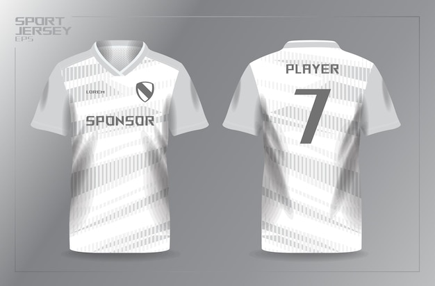 Vector plantilla de camiseta deportiva abstracta blanca y en escala de gris para fútbol y fútbol