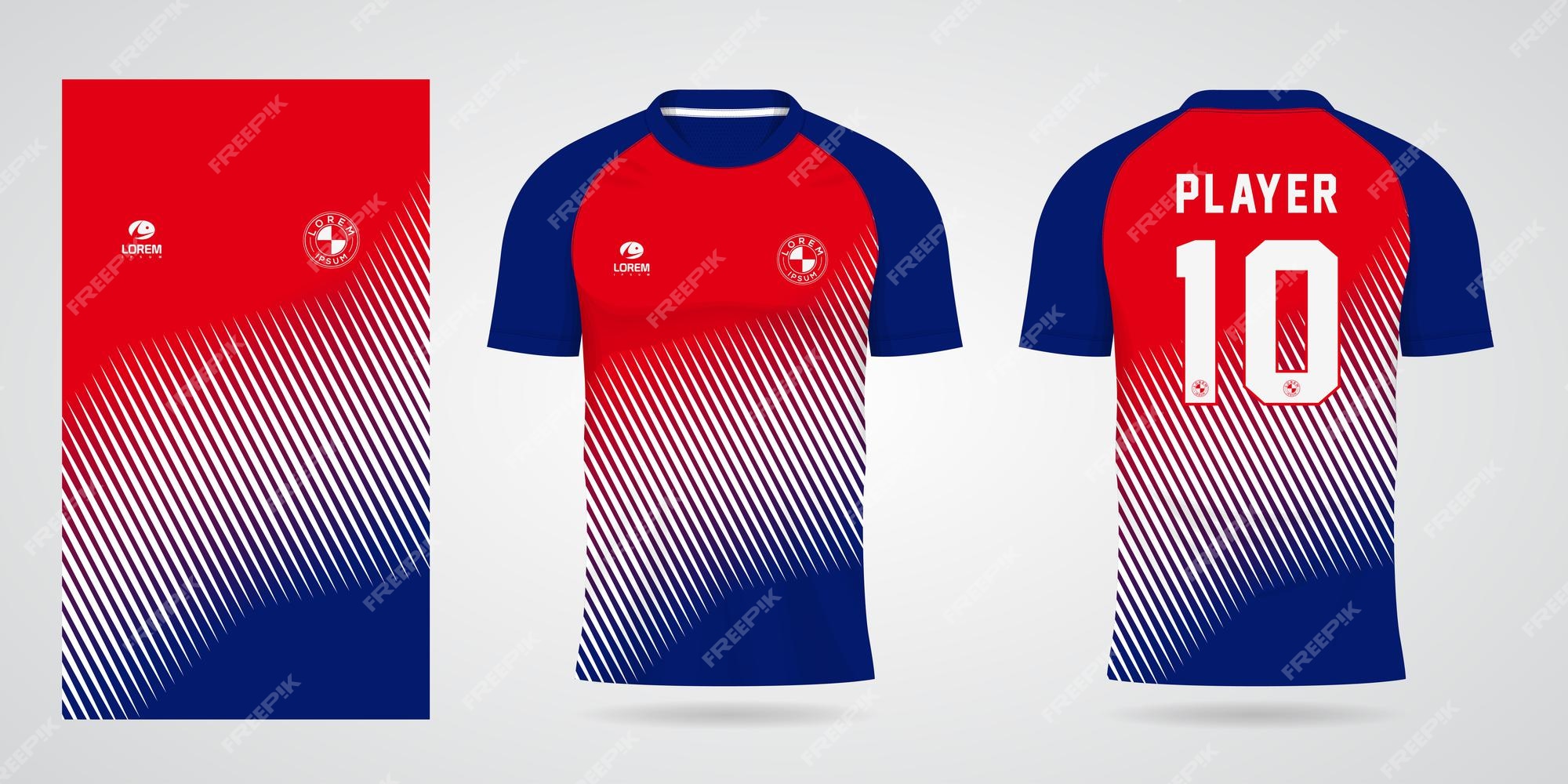 Marca comercial Apuesta Trastornado Plantilla de camiseta deportiva azul roja blanca para uniformes de equipos y diseño de camisetas de fútbol | Vector Premium Marca comercial Apuesta Trastornado Plantilla de camiseta deportiva azul roja blanca para uniformes de equipos y diseño de camisetas de fútbol | Vector Premium