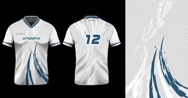 Vector plantilla de camiseta deportiva maqueta raya gris azul diseño abstracto para juegos de carreras de fútbol