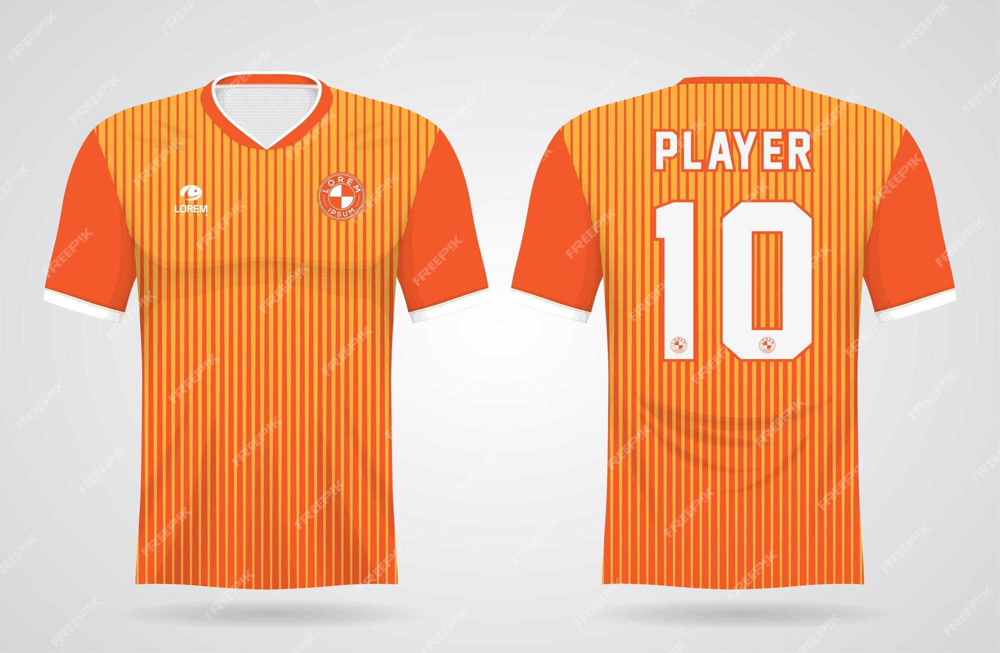 Uniforme De Camiseta De Fútbol Naranja Abstracto Para El Club De Fútbol, Vista Frontal Y Posterior De Camiseta Vector Premium | sptc.edu.bd