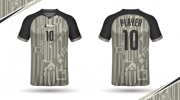 Plantilla de camiseta de fútbol atrás y frontal