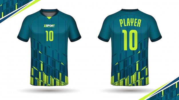 Plantilla de camiseta de fútbol atrás y frontal