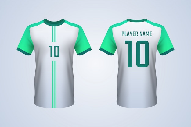 camiseta fútbol blanca y verde | Vector Premium