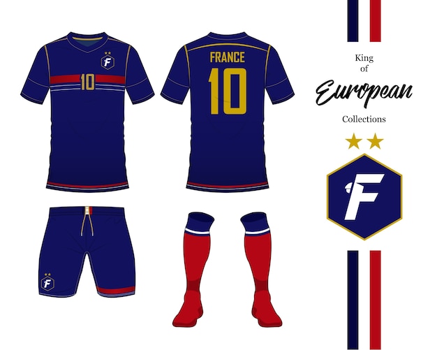 Vector plantilla de camiseta de fútbol de francia