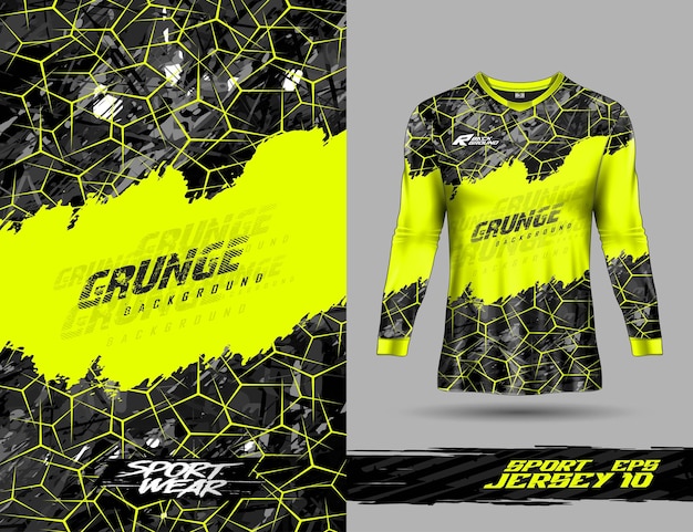 plantilla de camiseta de manga larga para deportes extremos trasfondo camisa de carreras diseño camisa de fútbol