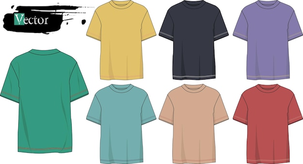 Plantilla de camisetas coloridas camiseta vectorial fotografía de productos para diseño marca arte comercial