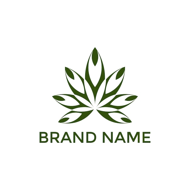 Plantilla de cannabis de diseño de logotipo de hoja de CBD