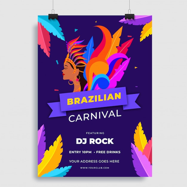 Vector plantilla de carnaval brasileño.