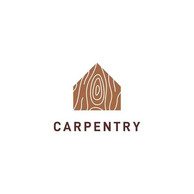Plantilla de carpintería de diseño de logotipo de casa de madera