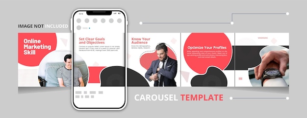 Plantilla de carrusel en las redes sociales con teléfono celular mejor trabajo para el diseño de redes sociales