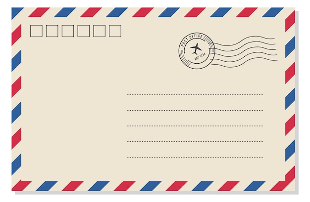 Vector plantilla de carta de correo internacional sobre de correo aéreo