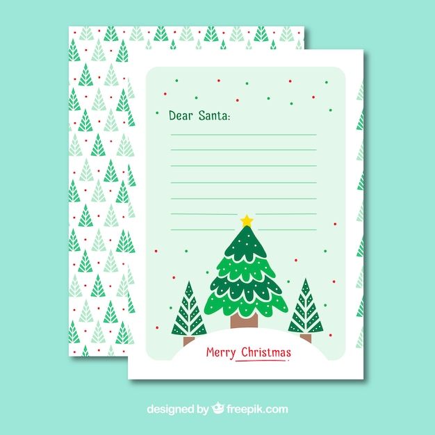 Plantilla de carta de navidad con árbol de navidad